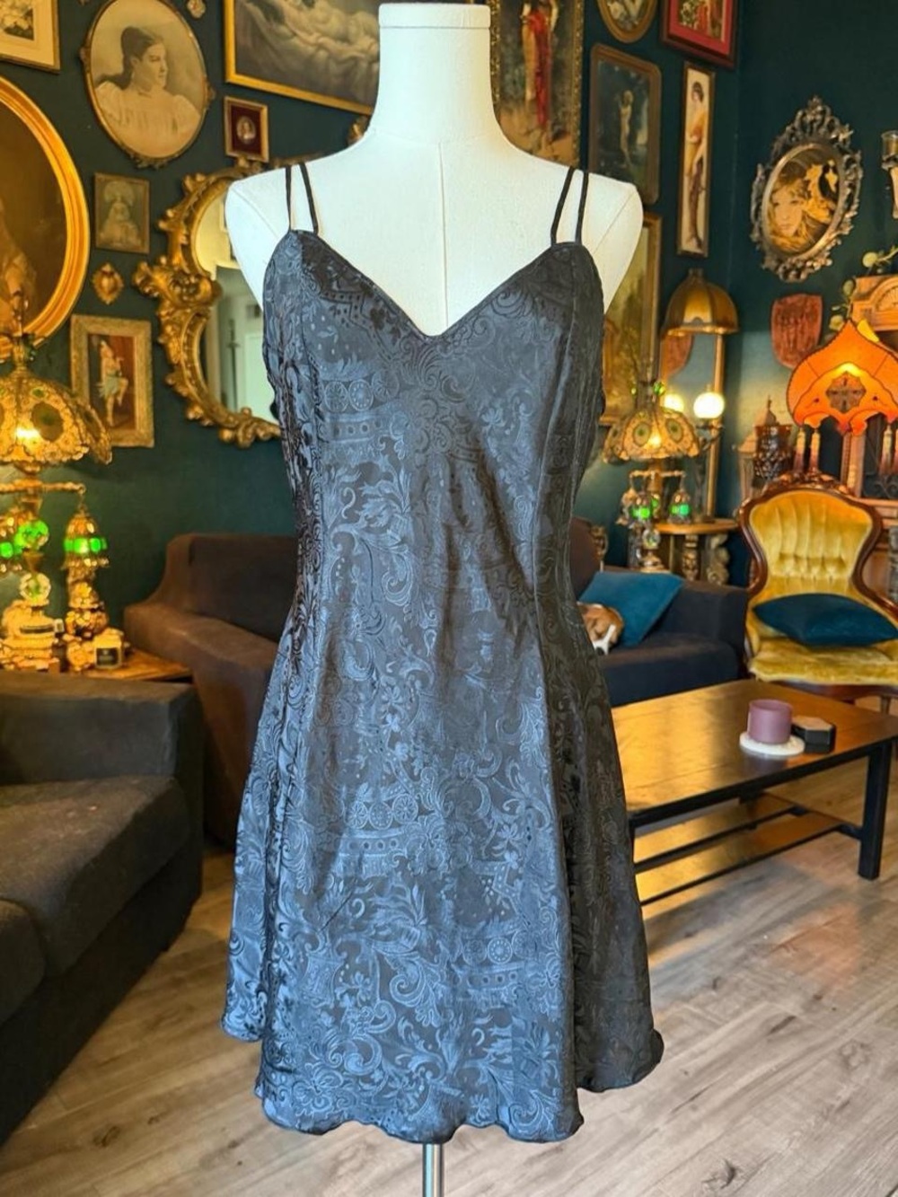 Vintage Victoria’s Secret Gold Label Damask Mini Dress